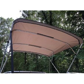 Replacement Bimini Top Canvas with Boot, Beige, 8' x 8', 16oz, by Cypress Rowe Outfitters, 4 Bow, fits 91-96" Wide, Zippered Sleeves with Matching Storage Boot