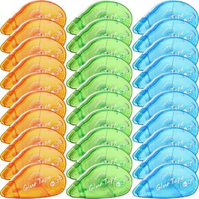 Geyee 30 Pack Double Sided Tape Roller Permanent Adhesive Scrapbooking 0.3 x 315'' Double Sided Tape Dispenser Dots for Journal Photo Paper Craft Arts Projects(Bright)