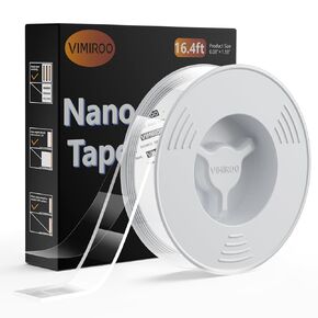 Nano Double Sided Tape,16.4FT Heavy Duty Multipurpose Mounting Tape,Reusable Removable Washable Traceless Gel Adhesive for Carpets,Posters,Sticky Walls,Home and Office Decor