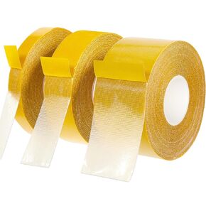 3 Rolls Double Sided Tape Heavy Duty, 0.59/1.18/2 Inch x 66 ft (20m) Clear Fiberglass Mesh Strong Wall Adhesive Tape, Removable Sticky Waterproof Two Sided Mounting Tape for Carpet, Wall, Craft