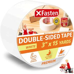 XFasten Double Sided Sticky Tape, Removable, 4-Inches x 20-Yards, Single Roll Ideal as a Anti-Scratch Cat Training Tape, Holding Carpets, and Woodworking