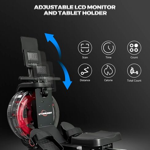 Water Rowing Machine, Vertical Tank Rowing Machines with Bluetooth, 330Lbs Weight Capacity, Rower Machine for Home Use with App Compatible and LCD Digital Monitor in Saudi Arabia