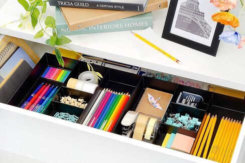 CAXXA 5 Tier Mesh Letter Tray, Desk File Organizer, Desktop Paper Tray Holder with Drawer, Black in Kuwait