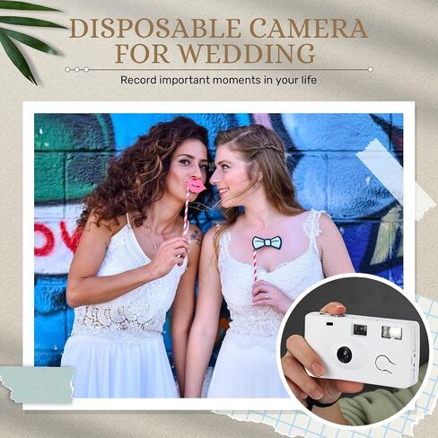 Treela 2 Pcs White Disposable Camera for Wedding Flash Film Camera 35mm 200ISO 17 Film Single Use Camera for Bridesmaid Birthday Anniversary Party Gift in Saudi Arabia