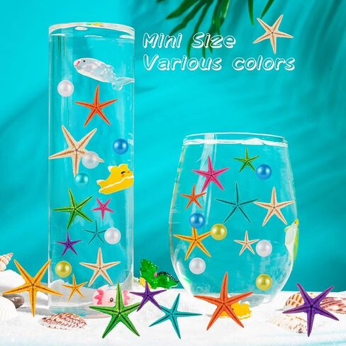 100 قطعة من نجم البحر الصغير من ZAUGONTW، 7 ألوان نجم البحر الصغير المسطح، ديكور ملون DIY نجم البحر الصغير صدف البحر هدية لحفلات الزفاف على الشاطئ in Kuwait