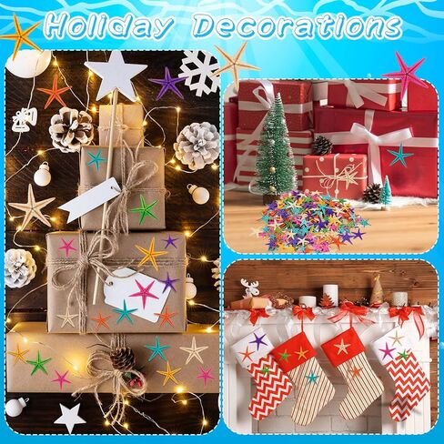 100 قطعة من نجم البحر الصغير من ZAUGONTW، 7 ألوان نجم البحر الصغير المسطح، ديكور ملون DIY نجم البحر الصغير صدف البحر هدية لحفلات الزفاف على الشاطئ in Kuwait