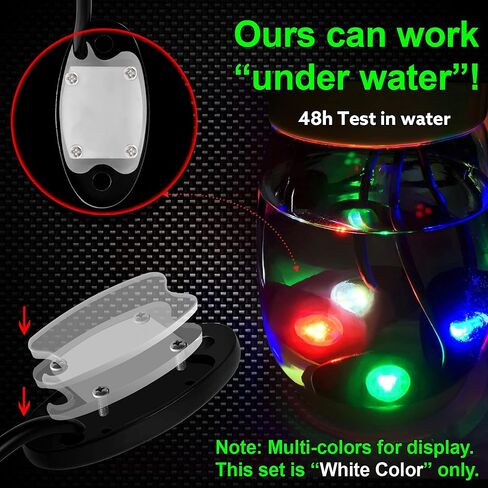4 قرون LED مجموعة إضاءة الصخور لسيارة جيب ATV SUV الطرق الوعرة سيارة شاحنة قارب Underbody Glow Trail Rig Lamp Underglow LED أضواء نيون مقاومة للماء - أبيض in Saudi Arabia