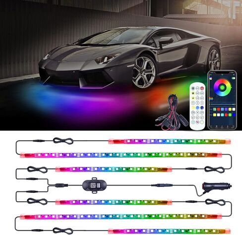 Underglow LED Lights 6 Pcs Exterior Car LED Lights - with Dream Color Chasing,Remote and APP Control Waterproof Sync to Music Car Underglow Decorations Lights Kit for Cars, Trucksfor Trucks SUV in Saudi Arabia
