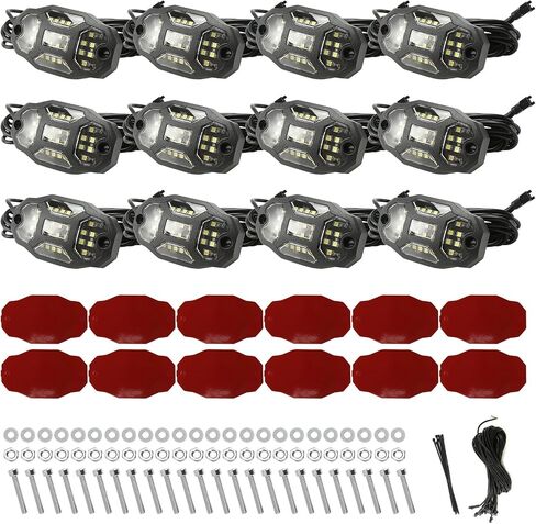 Winunite 16 Pods White Rock Lights أبيض نقي واسع الزاوية Underglow Lights مع أسلاك تمديد 16.4Ft، IP67 أضواء الحاجز للماء للمقطورة على الطرق الوعرة شاحنة ATV UTV SUV الدراجات النارية in Kuwait