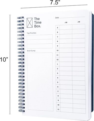 دفتر الإدارة اليومية The Time Box - مخطط قائمة حظر الوقت للقيام به، جدول أعمال تفريغ الدماغ، مفكرة منظم شخصي فارغة كل ساعة للعمل 140 صفحة غير مؤرخة 7 بوصة × 10 بوصة in Saudi Arabia