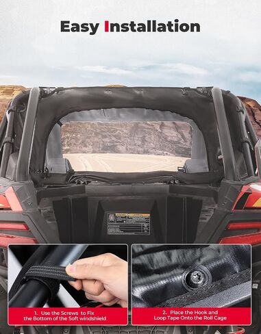 KEMIMOTO PRO XP Rear Windshield - UTV Back Windshield Soft Rear Window Compatible with RZR PRO XP /Turbo R 2020-2024 - Dust Stopper, Dustproof, Rainproof Panel Accessories in Saudi Arabia