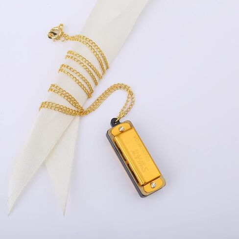 OriGlam Harmonica, Mini Harmonica Key of C, 4 Holes 8 Tones Mouth Organ Metal Chain Harmonica Gift For Adults, Beginners (Gold) in Kuwait