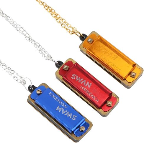 OriGlam Harmonica, Mini Harmonica Key of C, 4 Holes 8 Tones Mouth Organ Metal Chain Harmonica Gift For Adults, Beginners (Gold) in Kuwait
