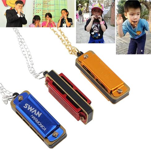 OriGlam Harmonica, Mini Harmonica Key of C, 4 Holes 8 Tones Mouth Organ Metal Chain Harmonica Gift For Adults, Beginners (Gold) in Kuwait