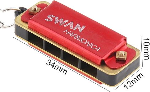 OriGlam Harmonica, Mini Harmonica Key of C, 4 Holes 8 Tones Mouth Organ Metal Chain Harmonica Gift For Adults, Beginners (Gold) in Kuwait