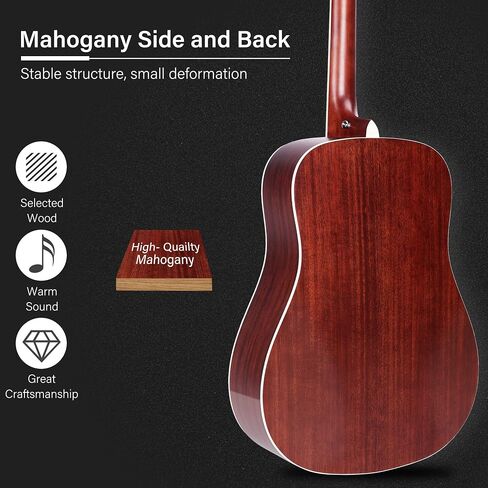 WINZZ 41 Inches Acoustic Guitar Kit for Beginner, 4/4 Full size Adult Guitar Starter Bundle with Online Lessons and Full Accessories Set (Sunburst Black) in Saudi Arabia