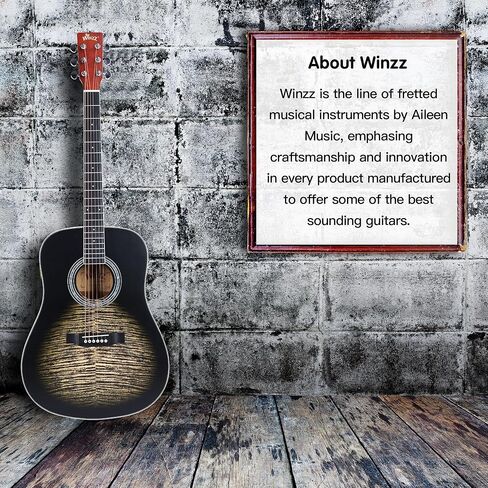 WINZZ 41 Inches Acoustic Guitar Kit for Beginner, 4/4 Full size Adult Guitar Starter Bundle with Online Lessons and Full Accessories Set (Sunburst Black) in Saudi Arabia