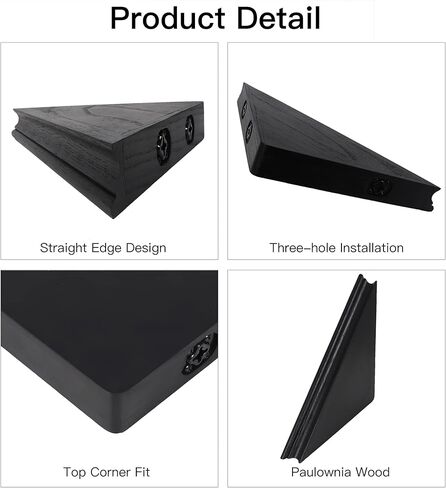 NIUBEST حامل جدار على رف الزاوية، مجموعة من أرفف زاوية عائمة مثلثة لتخزين وعرض الحائط، رف جدار زاوية خشبي مقاس 13 بوصة لغرفة النوم وغرفة المعيشة والحمام والمطبخ-جوز داكن in Kuwait