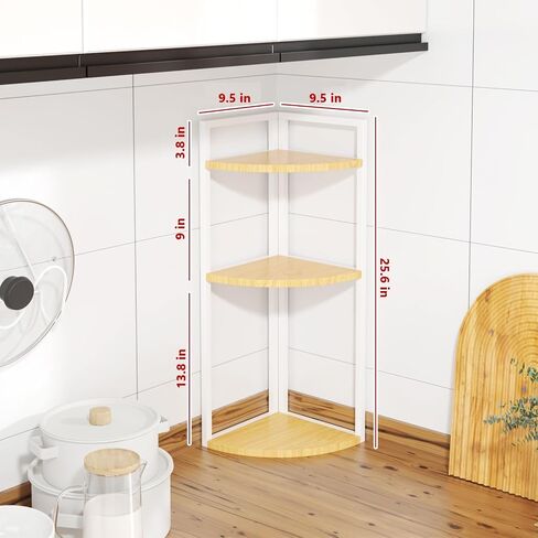 3-Tier Desktop Bookshelf, Corner Shelf, Multipurpose Corner Display Rack Industrial Storage Corner Shelving for Bedroom, Living Room, Kitchen, Small Space (White Wood) in Saudi Arabia