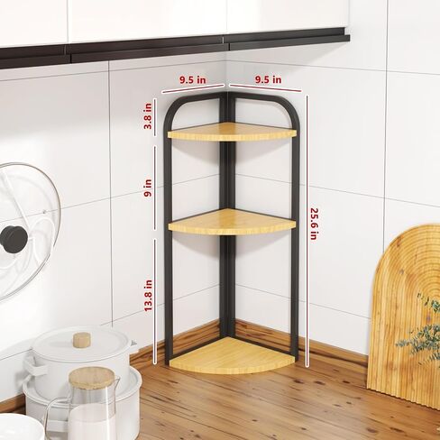 3-Tier Desktop Bookshelf, Corner Shelf, Multipurpose Corner Display Rack Industrial Storage Corner Shelving for Bedroom, Living Room, Kitchen, Small Space (White Wood) in Saudi Arabia
