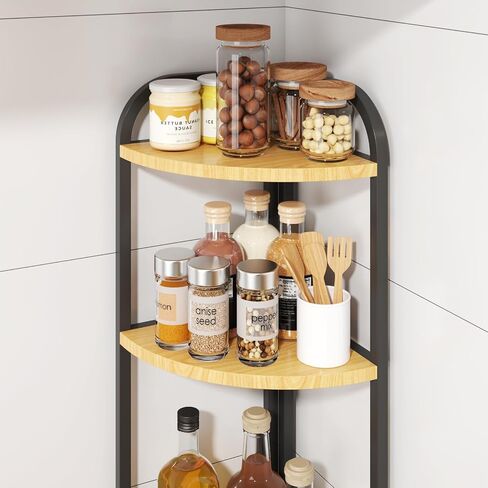3-Tier Desktop Bookshelf, Corner Shelf, Multipurpose Corner Display Rack Industrial Storage Corner Shelving for Bedroom, Living Room, Kitchen, Small Space (White Wood) in Saudi Arabia