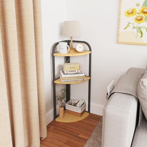 3-Tier Desktop Bookshelf, Corner Shelf, Multipurpose Corner Display Rack Industrial Storage Corner Shelving for Bedroom, Living Room, Kitchen, Small Space (White Wood) in Saudi Arabia
