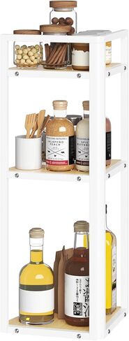 3-Tier Desktop Bookshelf, Corner Shelf, Multipurpose Corner Display Rack Industrial Storage Corner Shelving for Bedroom, Living Room, Kitchen, Small Space (White Wood) in Saudi Arabia