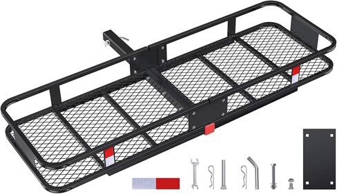 KAIZONPOT Hitch Cargo Carrier، سلة حامل بضائع مقاس 60 × 20 × 6 بوصات بسعة 500 رطل، رفوف شحن قابلة للطي لمقطورة نقل البضائع in Kuwait
