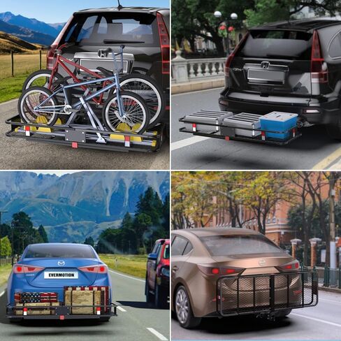 KAIZONPOT Hitch Cargo Carrier، سلة حامل بضائع مقاس 60 × 20 × 6 بوصات بسعة 500 رطل، رفوف شحن قابلة للطي لمقطورة نقل البضائع in Kuwait