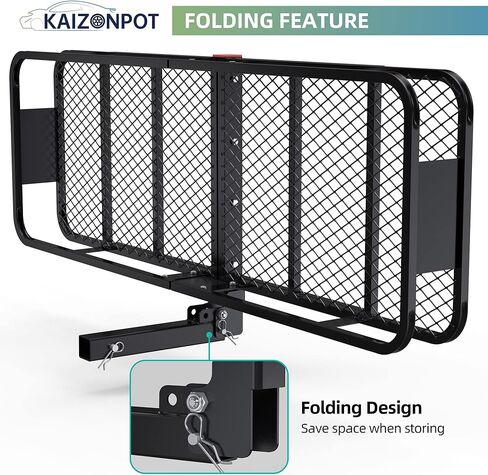 KAIZONPOT Hitch Cargo Carrier، سلة حامل بضائع مقاس 60 × 20 × 6 بوصات بسعة 500 رطل، رفوف شحن قابلة للطي لمقطورة نقل البضائع in Kuwait