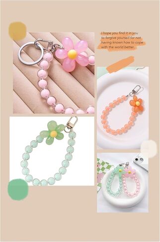 3 قطع من حزام الهاتف الملون على شكل زهرة، حزام هاتف مطرز أنيق وقوي باللون الأخضر والبرتقالي والوردي، حزام معصم لطيف للهاتف للنساء والفتيات in Kuwait