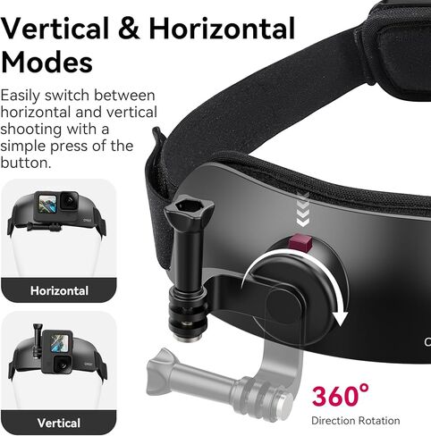 Head Strap Mount for Gopro iPhone - ULANZI CM027 2 in 1 POV Sets Support Vertical Shots Vlog Video Accessories for Gopro Hero 12 11 10 9 8 7 Black/DJI Osmo Actions/insta360 Cell Phone Smartphone in Saudi Arabia
