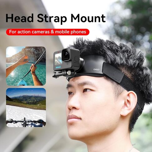 Head Strap Mount for Gopro iPhone - ULANZI CM027 2 in 1 POV Sets Support Vertical Shots Vlog Video Accessories for Gopro Hero 12 11 10 9 8 7 Black/DJI Osmo Actions/insta360 Cell Phone Smartphone in Saudi Arabia