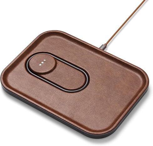 Courant MAG:3 Classics Charger and Tray - Italian Leather, Multi-Device Charger Compatible with MagSafe iPhones 15/14/13/12 or Wireless AirPod Cases (Black) in Saudi Arabia