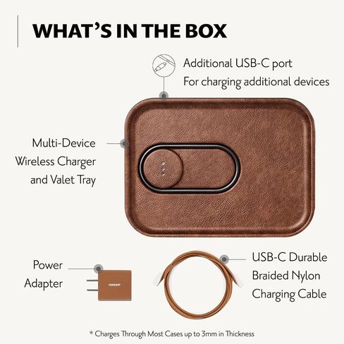 Courant MAG:3 Classics Charger and Tray - Italian Leather, Multi-Device Charger Compatible with MagSafe iPhones 15/14/13/12 or Wireless AirPod Cases (Black) in Saudi Arabia