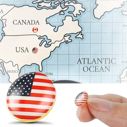 200 Pcs National Flag Thumb Tacks Country Flag Push Pins with National Flag Guide, Map Tacks Places I've Been Flag Map Push Pins for World Map Pins Flag Map Pins for Cork Board, Travel World Map in Saudi Arabia