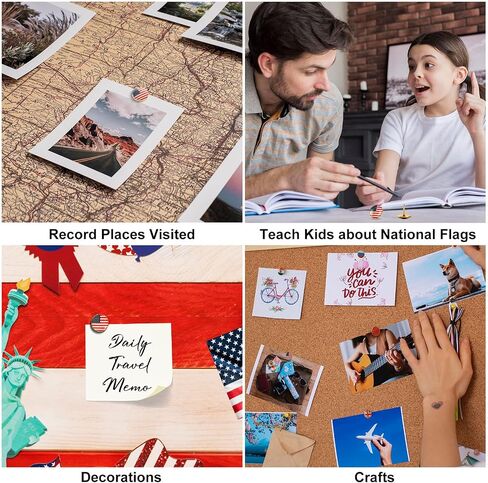 200 Pcs National Flag Thumb Tacks Country Flag Push Pins with National Flag Guide, Map Tacks Places I've Been Flag Map Push Pins for World Map Pins Flag Map Pins for Cork Board, Travel World Map in Saudi Arabia