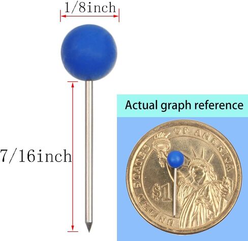 1/8 Inch Map Tracks, Push Pins, Plastic Round Head, Steel Point, 100-Count,Blue Colors in Saudi Arabia