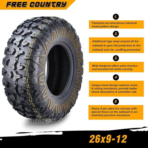 Free Country Set 2 Premium ATV/UTV Tires 24x8-12 24x8x12 8PR w/Scuff Guard in Kuwait