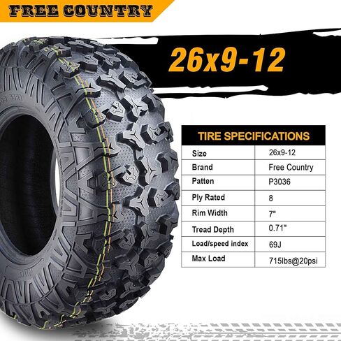 Free Country Set 2 Premium ATV/UTV Tires 24x8-12 24x8x12 8PR w/Scuff Guard in Kuwait