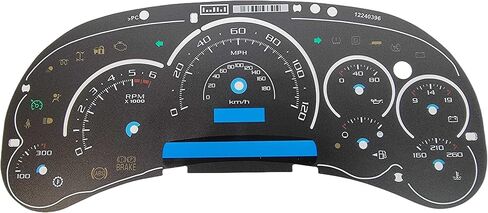 تراكب الوجه بمقياس أسود مخصص من Tanin Auto Electronix | يناسب 2003-2005 كاديلاك إسكاليد وهامر مجموعة أدوات البنزين عداد السرعة | 7 مقاييس | تراكب فقط in Kuwait