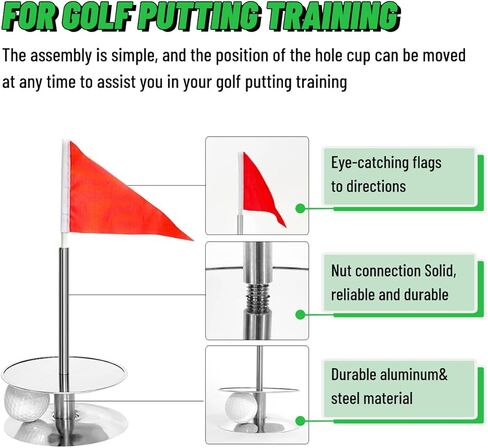 فتحة وضع الجولف، كوب تدريب أخضر للجولف 360 درجة داخليًا وخارجيًا، فتحة وضع محمولة لتدريب الجولف، متين من الفولاذ المقاوم للصدأ والألومنيوم in Kuwait