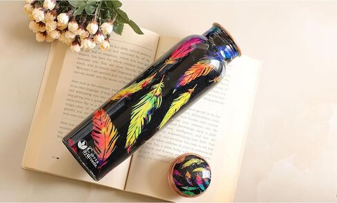 Copper Water Bottle, 32oz, Antique Black Diamond, Ayurvedic Water Bottle with Lid, for Hiking, Camping, Home, Office, Gym, Travel, Outdoor Activities in Saudi Arabia