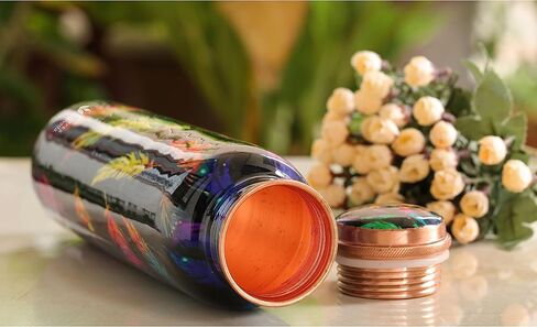 Copper Water Bottle, 32oz, Antique Black Diamond, Ayurvedic Water Bottle with Lid, for Hiking, Camping, Home, Office, Gym, Travel, Outdoor Activities in Saudi Arabia