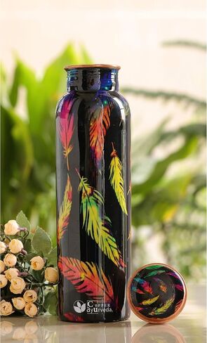 Copper Water Bottle, 32oz, Antique Black Diamond, Ayurvedic Water Bottle with Lid, for Hiking, Camping, Home, Office, Gym, Travel, Outdoor Activities in Saudi Arabia