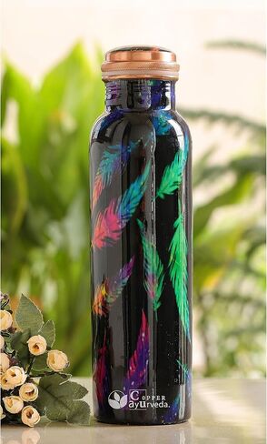 Copper Water Bottle, 32oz, Antique Black Diamond, Ayurvedic Water Bottle with Lid, for Hiking, Camping, Home, Office, Gym, Travel, Outdoor Activities in Saudi Arabia