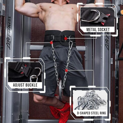 MANUEKLEAR Quick Locking Dip Belt, Weightlifting Belt, Weight Lifting Belts for Men Women Heavy Duty Dipping Powerlifting Belt with Chain 40 inchs in Saudi Arabia