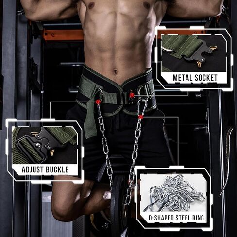 MANUEKLEAR Quick Locking Dip Belt, Weightlifting Belt, Weight Lifting Belts for Men Women Heavy Duty Dipping Powerlifting Belt with Chain 40 inchs in Saudi Arabia