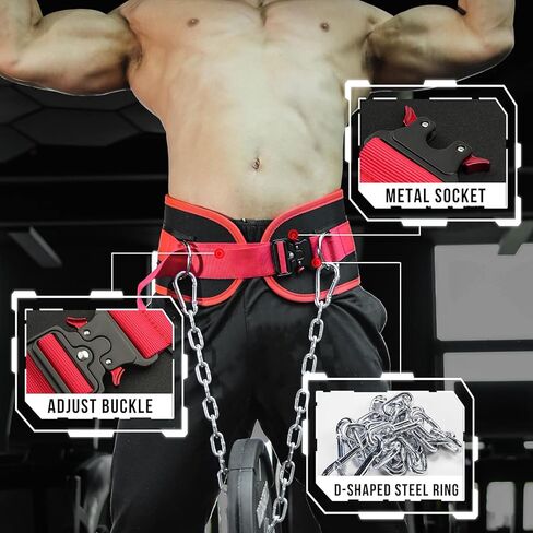 MANUEKLEAR Quick Locking Dip Belt, Weightlifting Belt, Weight Lifting Belts for Men Women Heavy Duty Dipping Powerlifting Belt with Chain 40 inchs in Kuwait