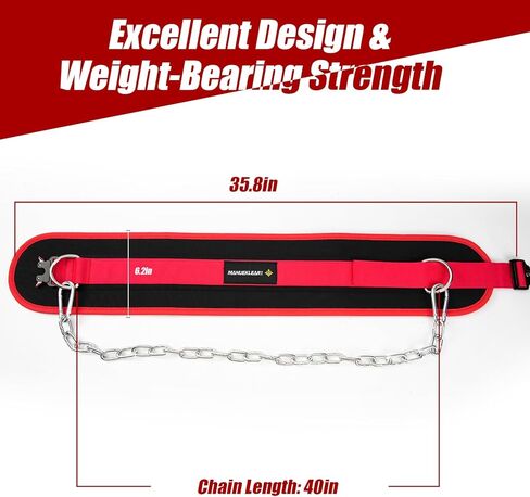 MANUEKLEAR Quick Locking Dip Belt, Weightlifting Belt, Weight Lifting Belts for Men Women Heavy Duty Dipping Powerlifting Belt with Chain 40 inchs in Kuwait